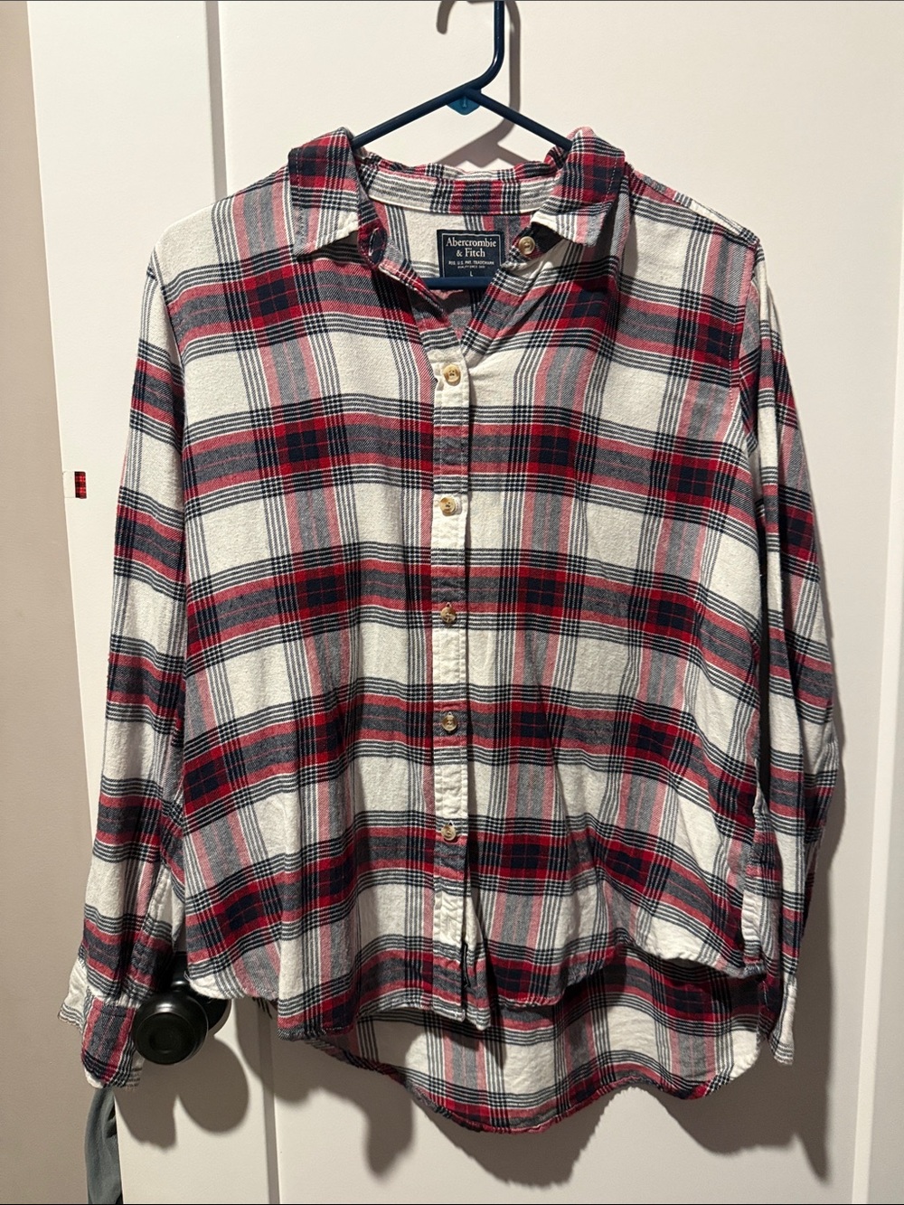 Abercrombie & Fitch Red and White Plaid Button-Down Shirt